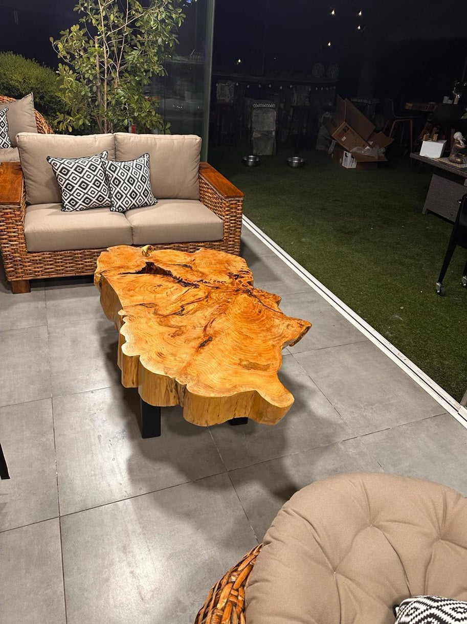 Mesa de centro rodela madera rústica