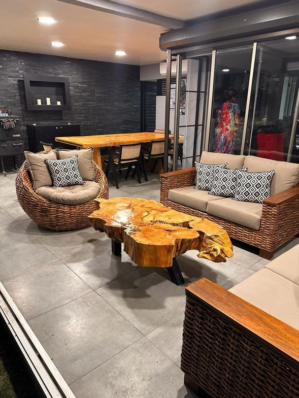 Mesa de centro rodela madera rústica