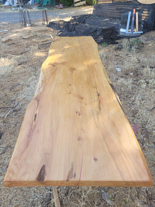 Cubierta de mesa rústica de madera de Ciprés Macrocarpa de una sola pieza